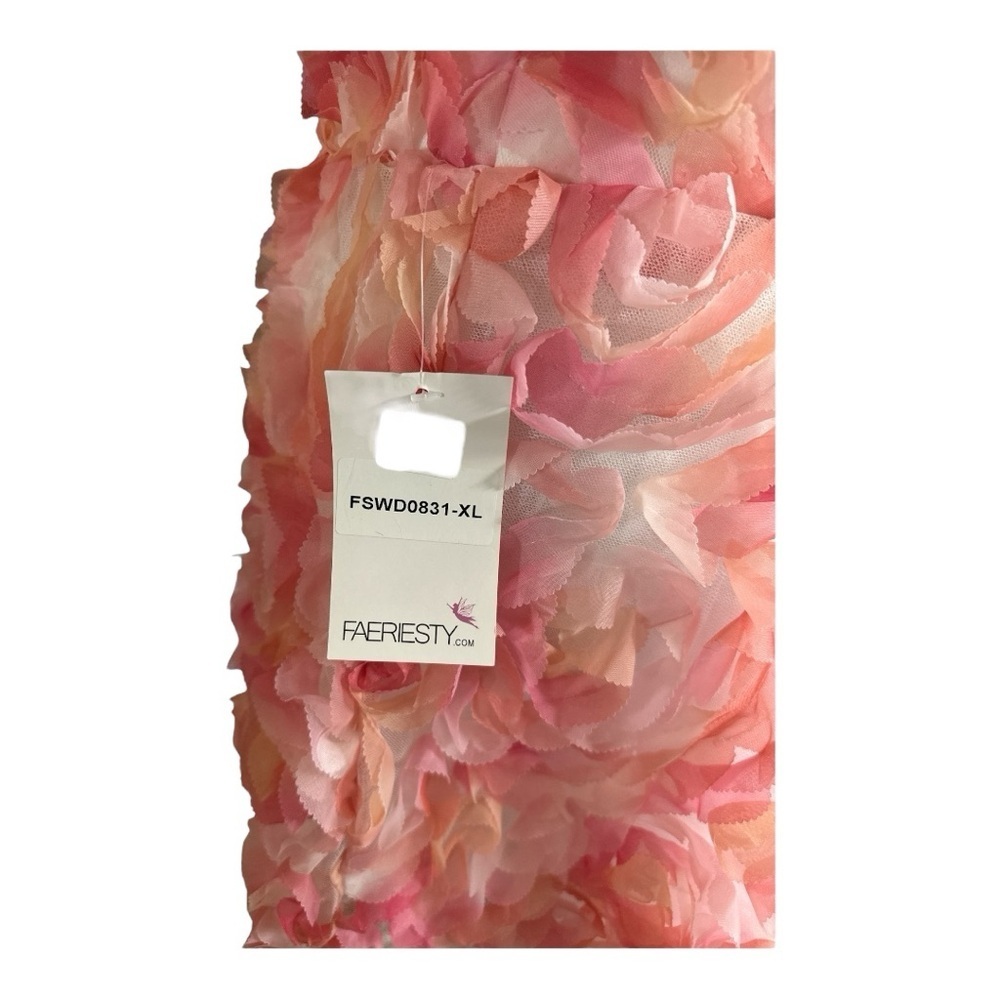 Faeriesty 3D Floral Rose Dress XL – One Shoulder, Pink Peach, NWT - Picture 7 of 11